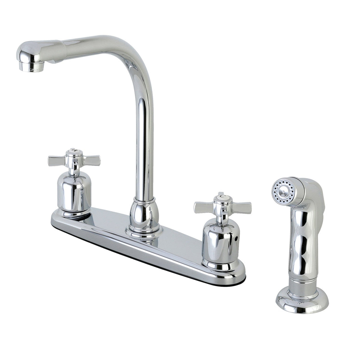 Millennium FB751ZXSP Two-Handle 4-Hole Deck Mount 8" Centerset Kitchen Faucet with Side Sprayer, Polished Chrome