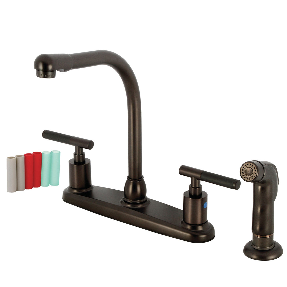 Kaiser FB755CKLSP Two-Handle 4-Hole Deck Mount 8" Centerset Kitchen Faucet with Side Sprayer, Oil Rubbed Bronze