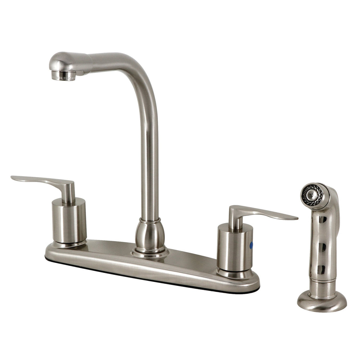 Serena FB758SVLSP Two-Handle 4-Hole Deck Mount 8" Centerset Kitchen Faucet with Side Sprayer, Brushed Nickel