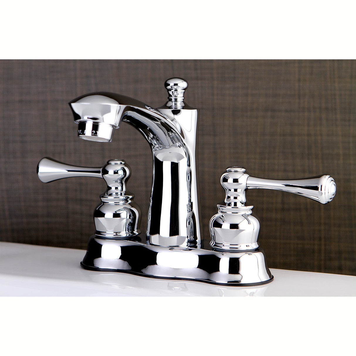 Vintage FB7611BL Two-Handle 3-Hole Deck Mount 4" Centerset Bathroom Faucet with Plastic Pop-Up, Polished Chrome