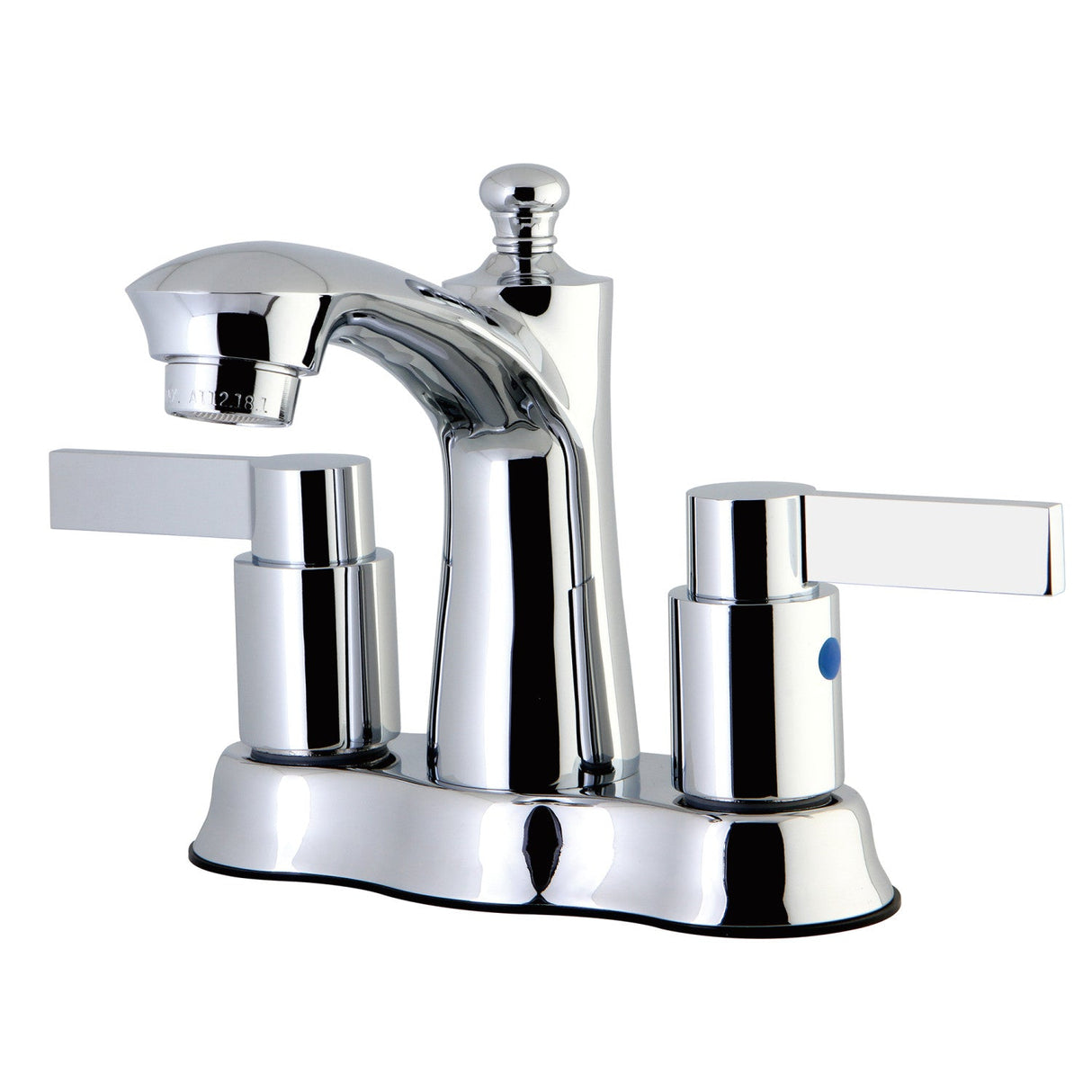 NuvoFusion FB7611NDL Two-Handle 3-Hole Deck Mount 4" Centerset Bathroom Faucet with Plastic Pop-Up, Polished Chrome