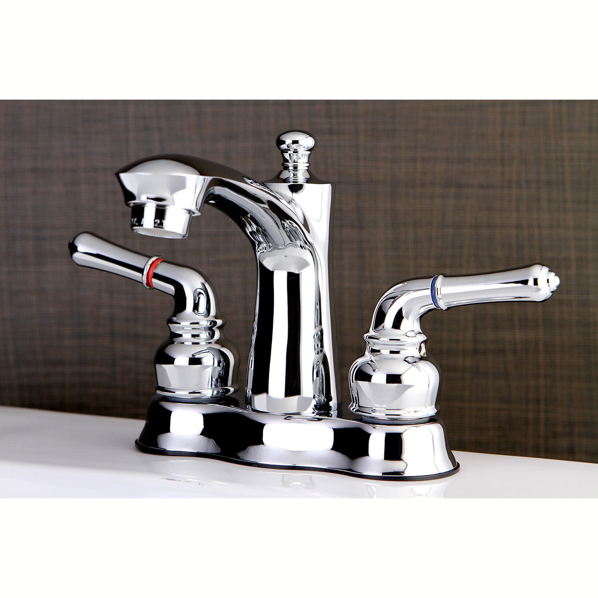 Naples FB7611NML Two-Handle 3-Hole Deck Mount 4" Centerset Bathroom Faucet with Plastic Pop-Up, Polished Chrome
