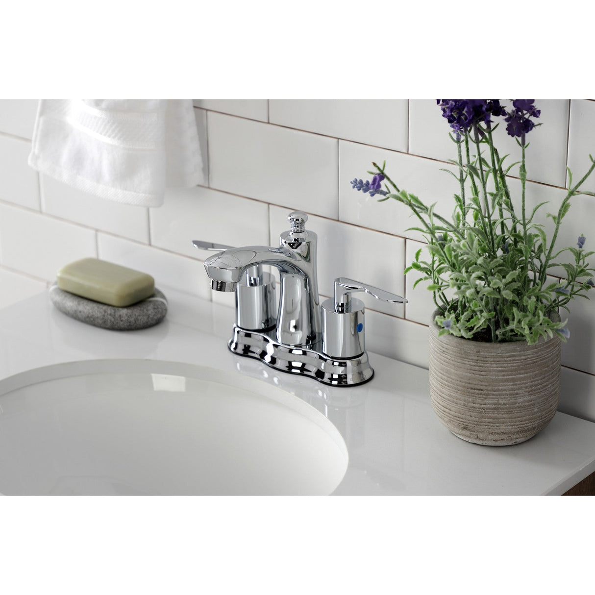 Serena FB7611SVL Two-Handle 3-Hole Deck Mount 4" Centerset Bathroom Faucet with Retail Pop-Up, Polished Chrome