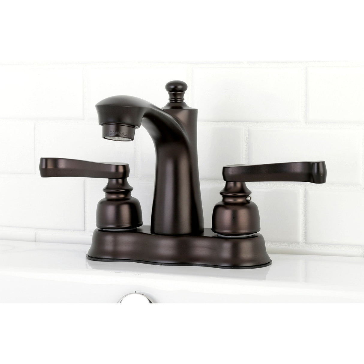 Royale FB7615FL Two-Handle 3-Hole Deck Mount 4" Centerset Bathroom Faucet with Plastic Pop-Up, Oil Rubbed Bronze