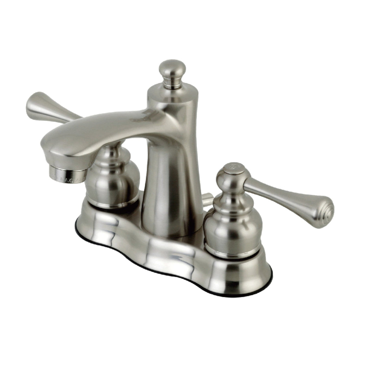 Vintage FB7618BL Two-Handle 3-Hole Deck Mount 4" Centerset Bathroom Faucet with Plastic Pop-Up, Brushed Nickel