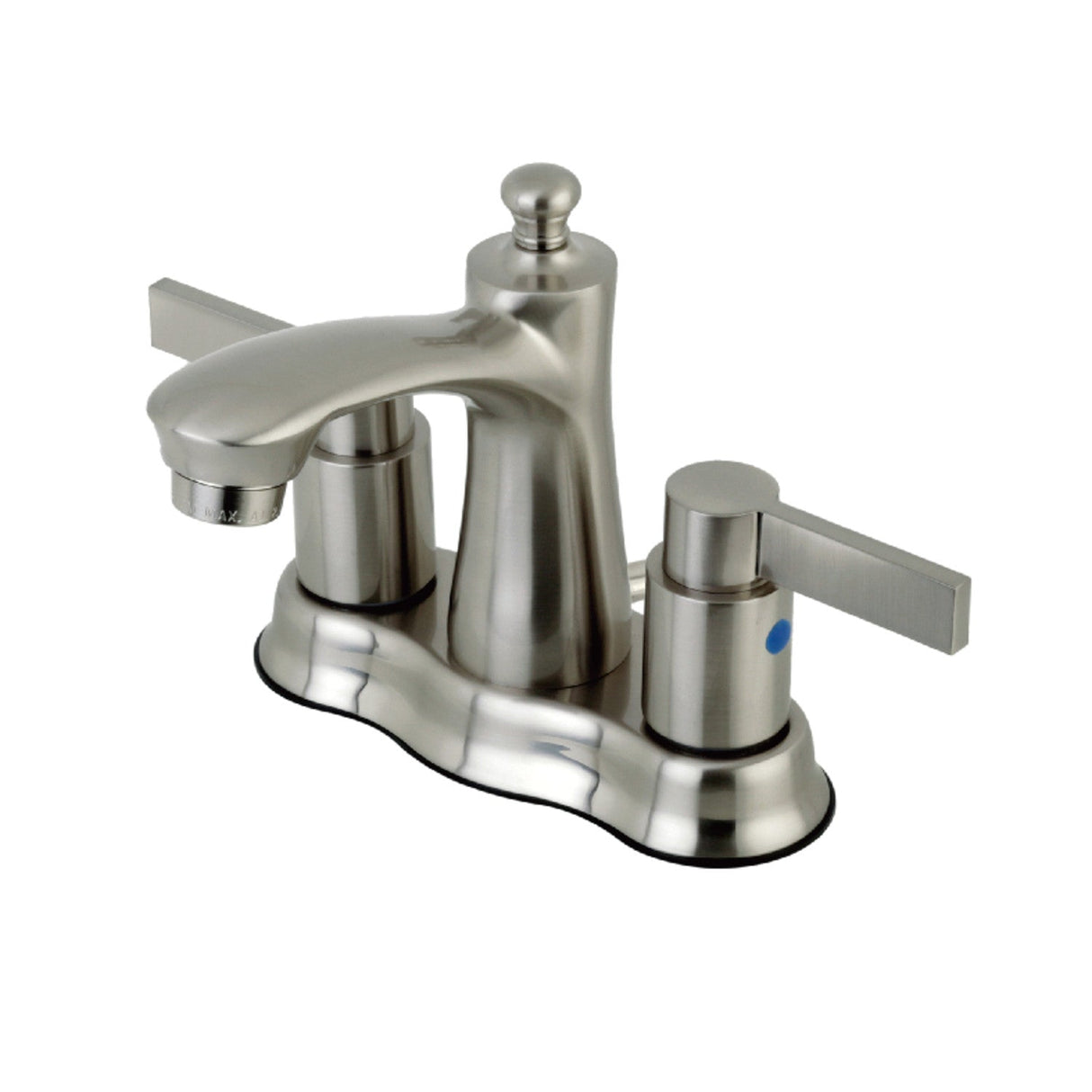 NuvoFusion FB7618NDL Two-Handle 3-Hole Deck Mount 4" Centerset Bathroom Faucet with Plastic Pop-Up, Brushed Nickel