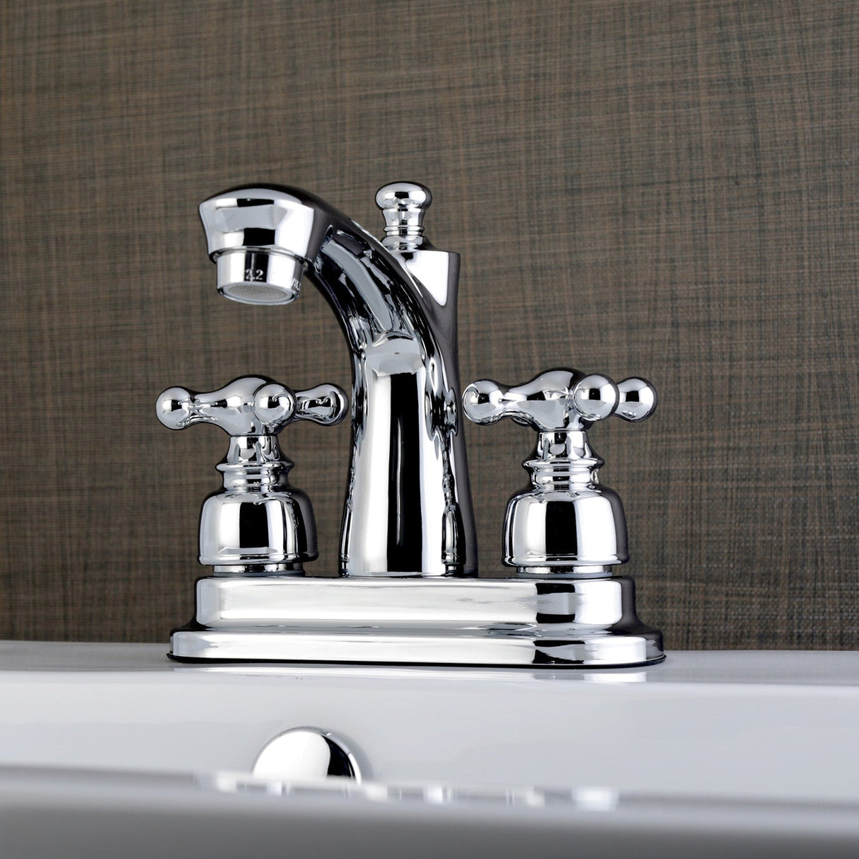 Victorian FB7621AX Two-Handle 3-Hole Deck Mount 4" Centerset Bathroom Faucet with Plastic Pop-Up, Polished Chrome