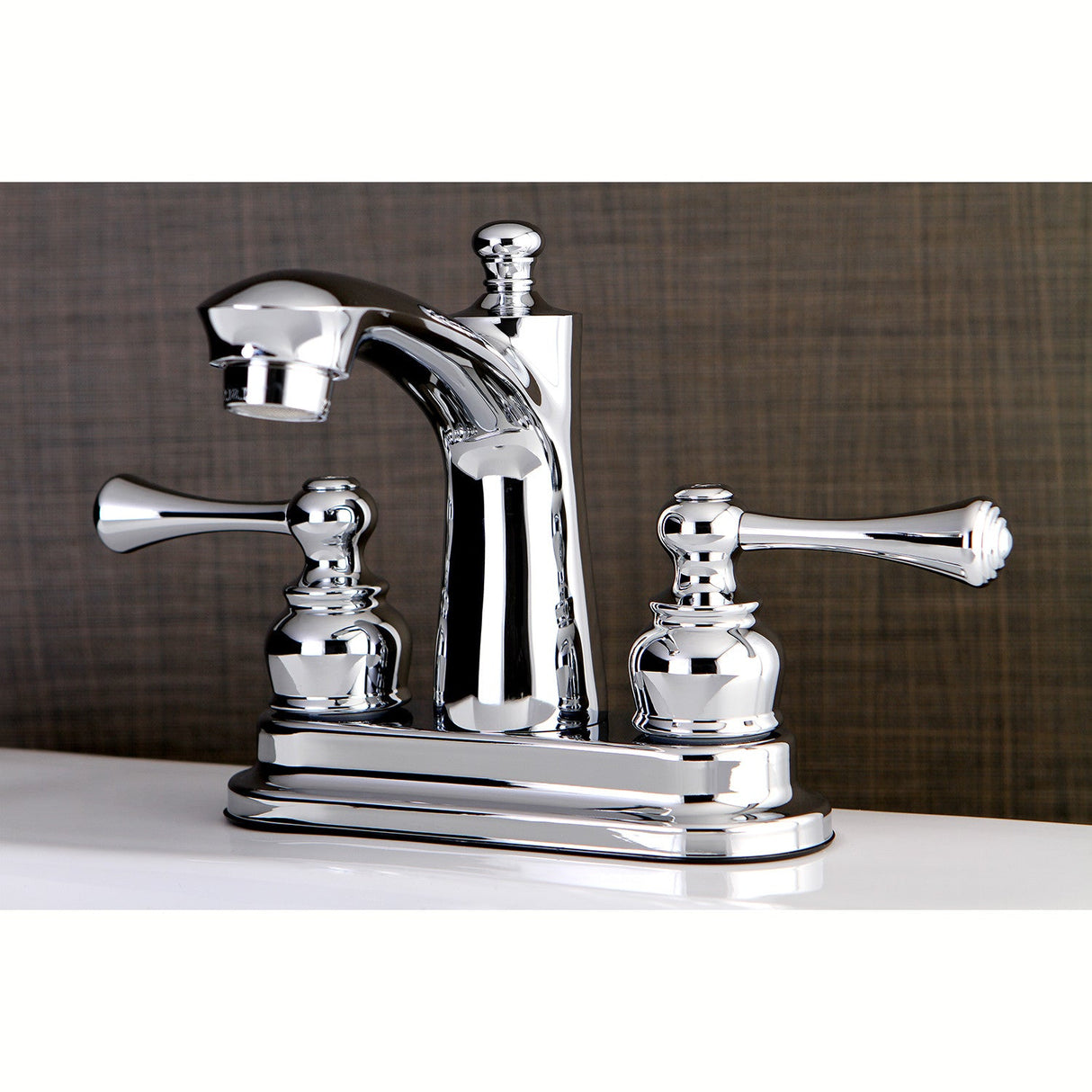 Vintage FB7621BL Two-Handle 3-Hole Deck Mount 4" Centerset Bathroom Faucet with Plastic Pop-Up, Polished Chrome
