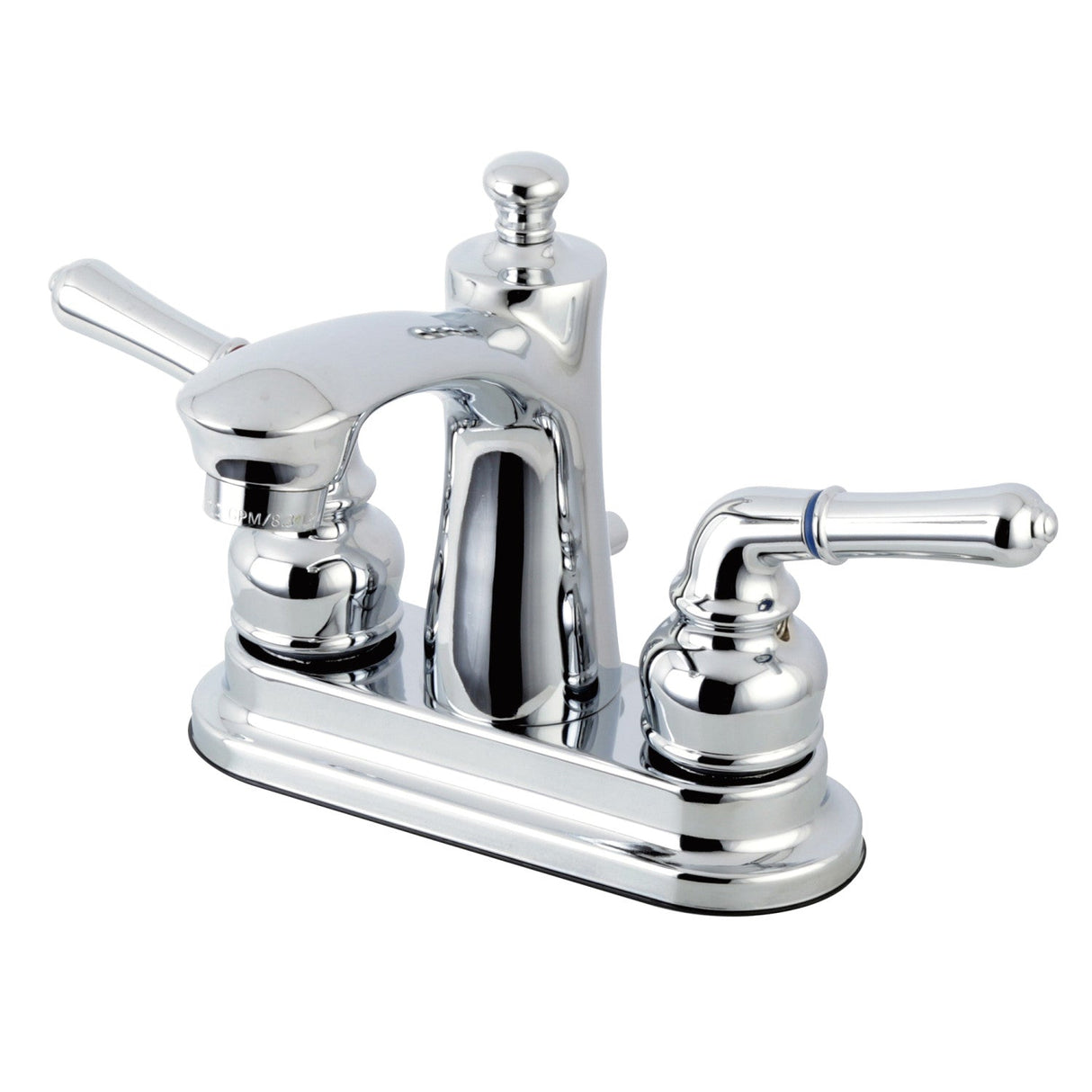 Naples FB7621NML Two-Handle 3-Hole Deck Mount 4" Centerset Bathroom Faucet with Plastic Pop-Up, Polished Chrome