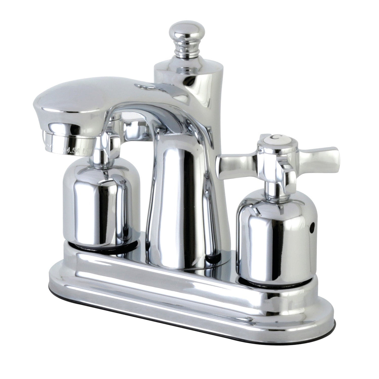 Millennium FB7621ZX Two-Handle 3-Hole Deck Mount 4" Centerset Bathroom Faucet with Plastic Pop-Up, Polished Chrome