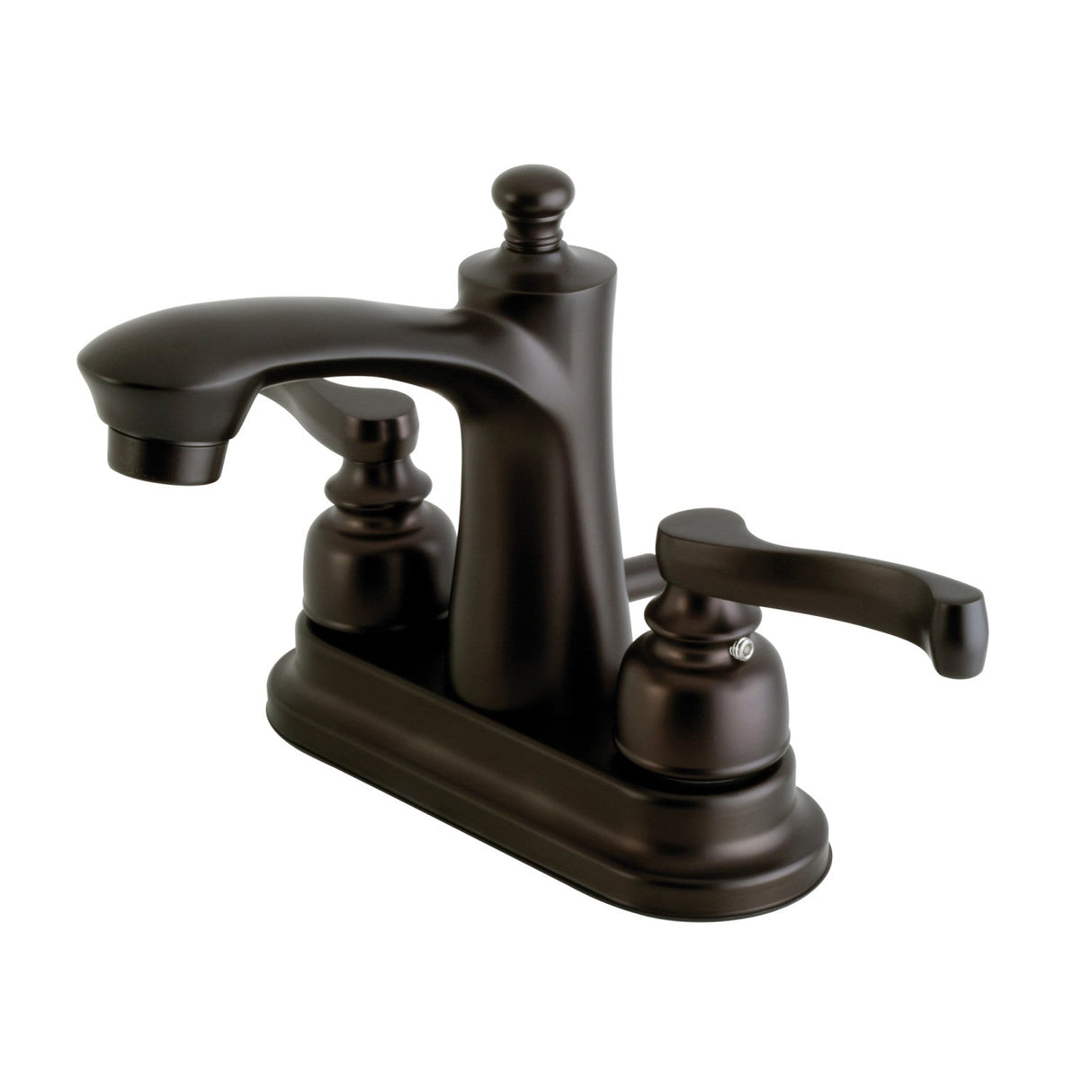 Royale FB7625FL Two-Handle 3-Hole Deck Mount 4" Centerset Bathroom Faucet with Plastic Pop-Up, Oil Rubbed Bronze