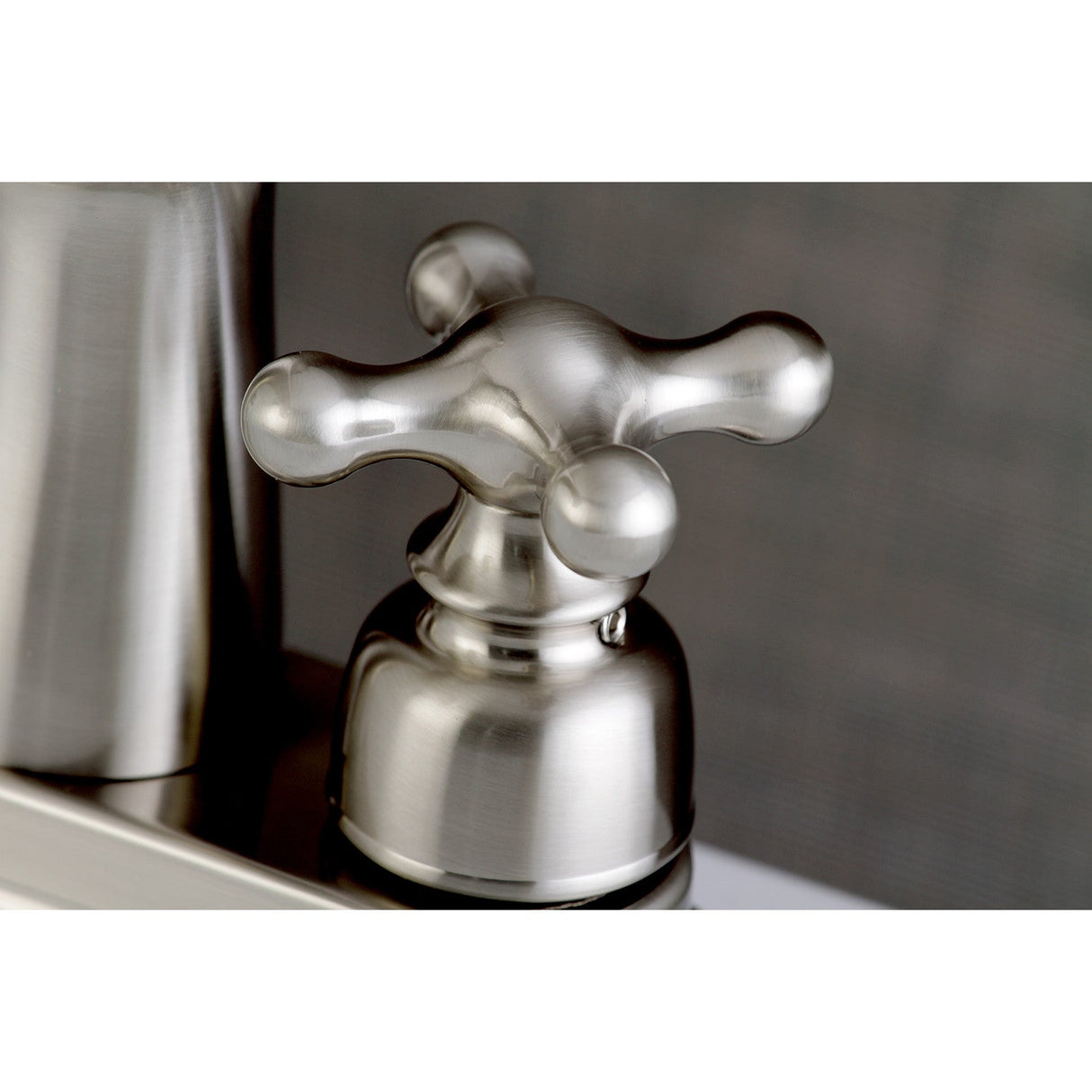 Victorian FB7628AX Two-Handle 3-Hole Deck Mount 4" Centerset Bathroom Faucet with Plastic Pop-Up, Brushed Nickel