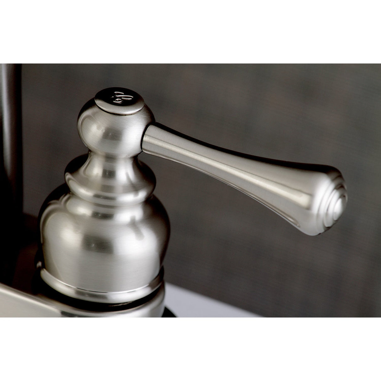 Vintage FB7628BL Two-Handle 3-Hole Deck Mount 4" Centerset Bathroom Faucet with Plastic Pop-Up, Brushed Nickel