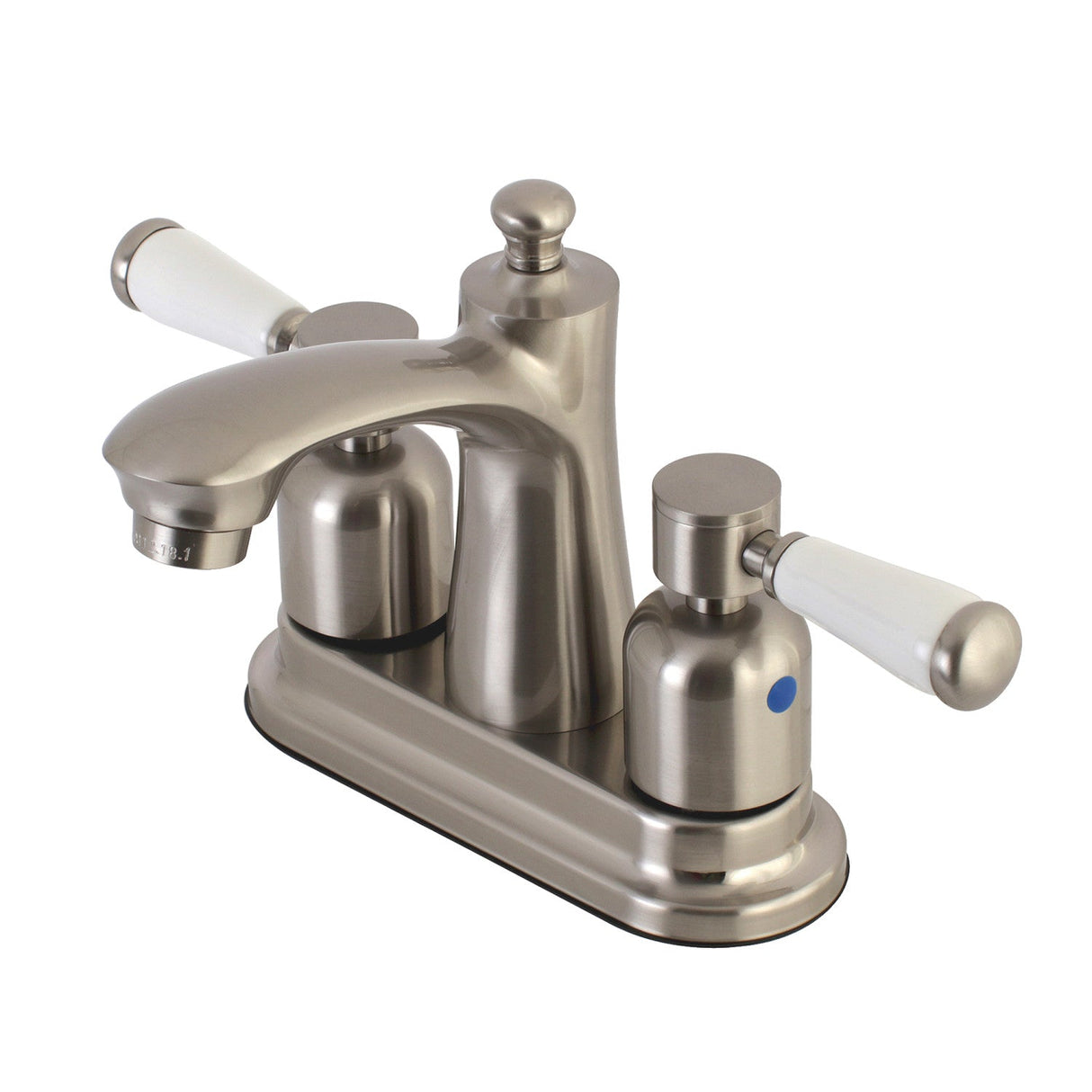 Paris FB7628DPL Two-Handle 3-Hole Deck Mount 4" Centerset Bathroom Faucet with Plastic Pop-Up, Brushed Nickel