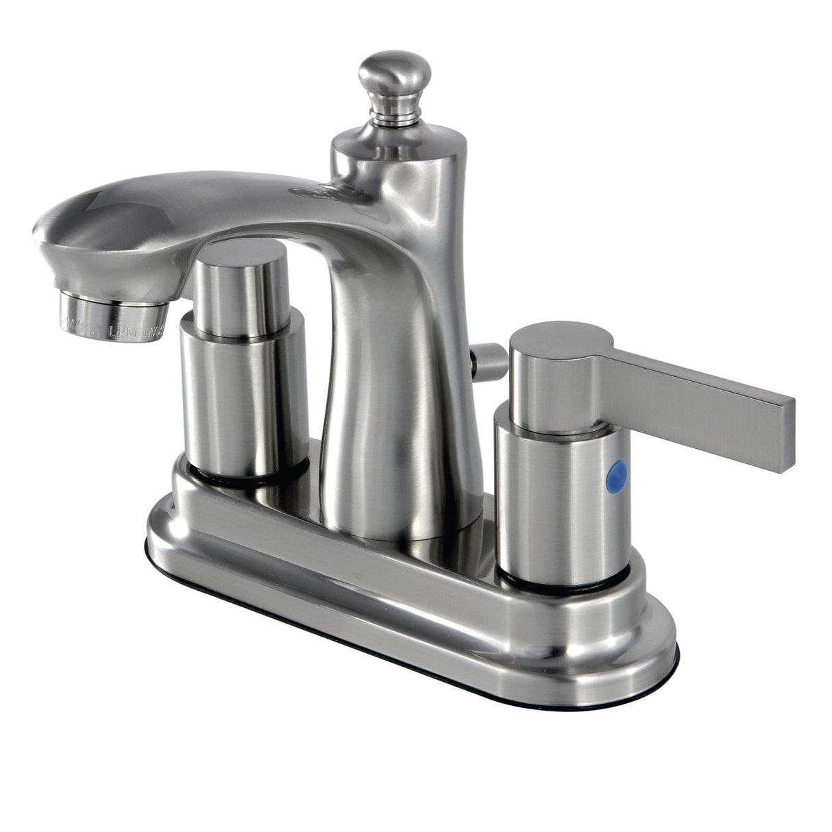 NuvoFusion FB7628NDL Two-Handle 3-Hole Deck Mount 4" Centerset Bathroom Faucet with Plastic Pop-Up, Brushed Nickel