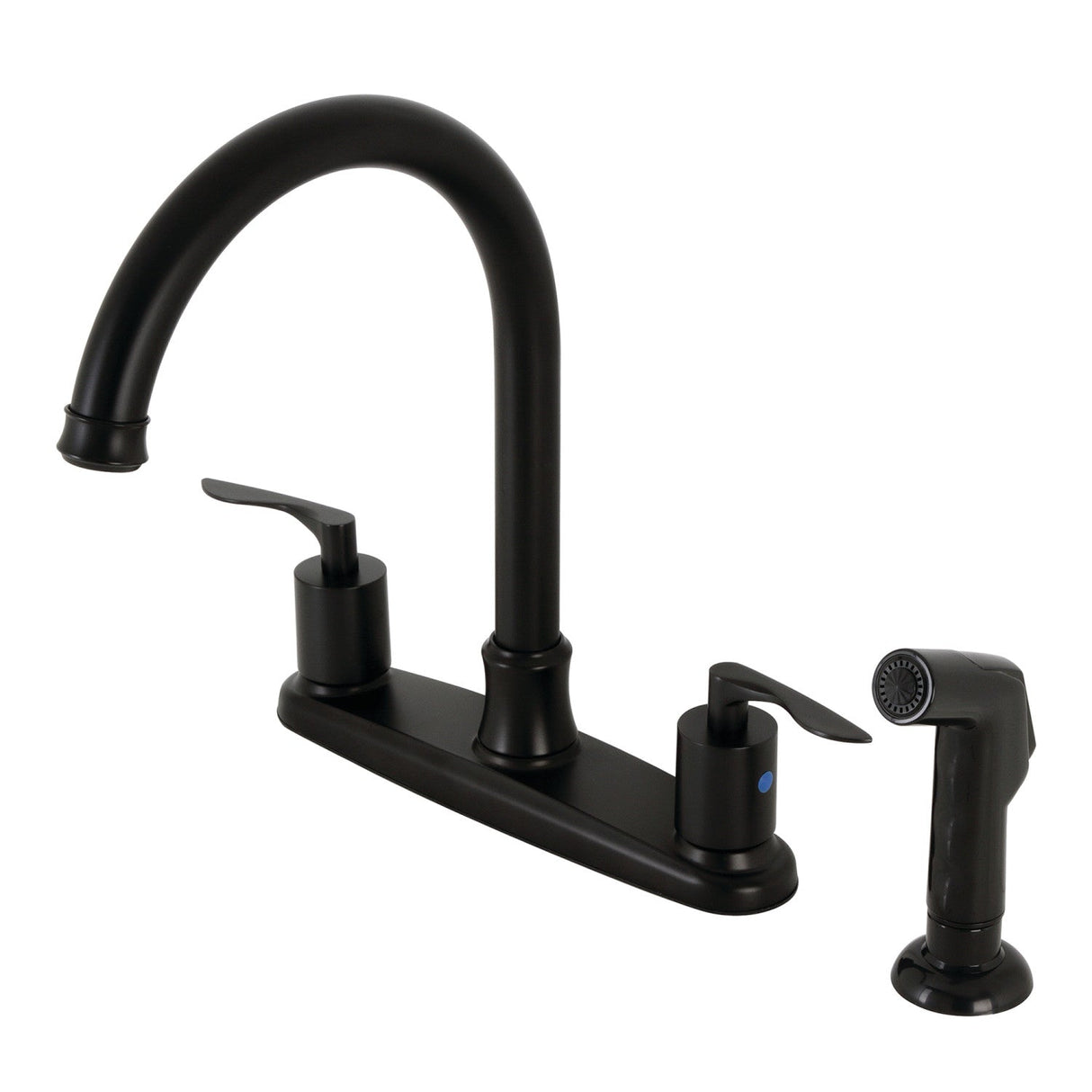 Serena FB7790SVLSP Two-Handle 4-Hole Deck Mount 8" Centerset Kitchen Faucet with Side Sprayer, Matte Black