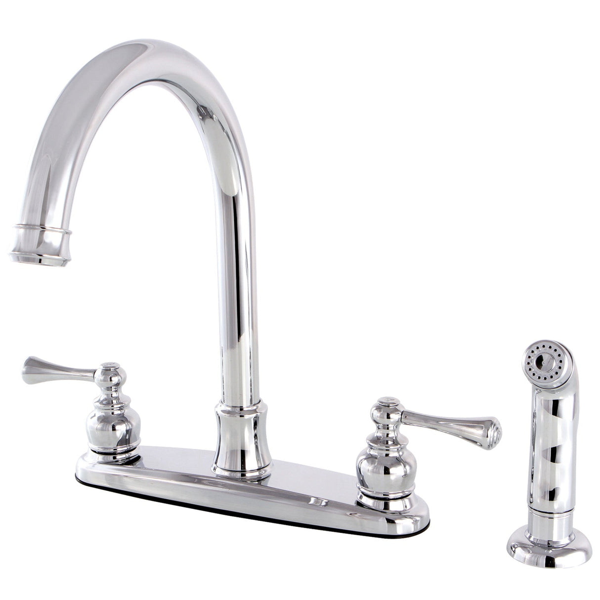 Vintage FB7791BLSP Two-Handle 4-Hole Deck Mount 8" Centerset Kitchen Faucet with Side Sprayer, Polished Chrome