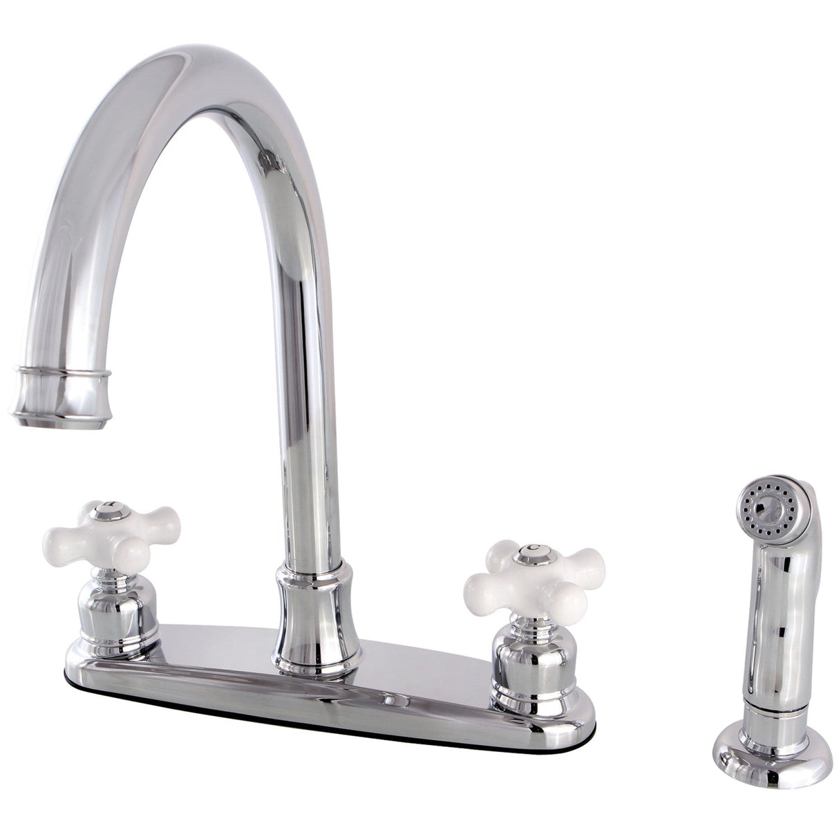 Victorian FB7791PXSP Two-Handle 4-Hole Deck Mount 8" Centerset Kitchen Faucet with Side Sprayer, Polished Chrome