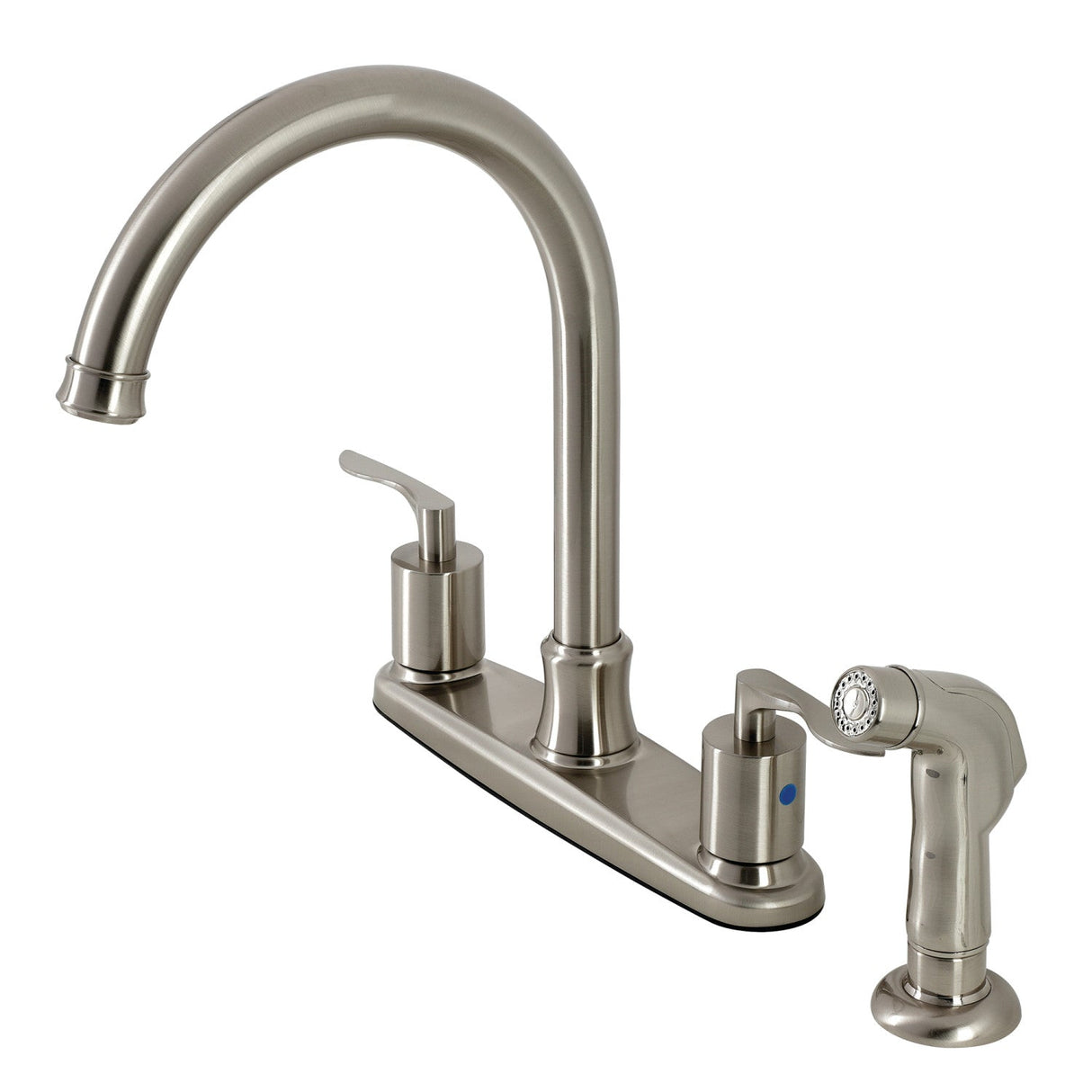 Serena FB7798SVLSP Two-Handle 4-Hole Deck Mount 8" Centerset Kitchen Faucet with Side Sprayer, Brushed Nickel
