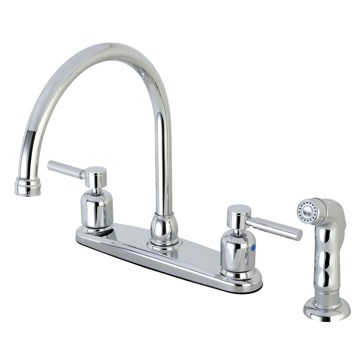 Concord FB791DLSP Two-Handle 4-Hole Deck Mount 8" Centerset Kitchen Faucet with Side Sprayer, Polished Chrome