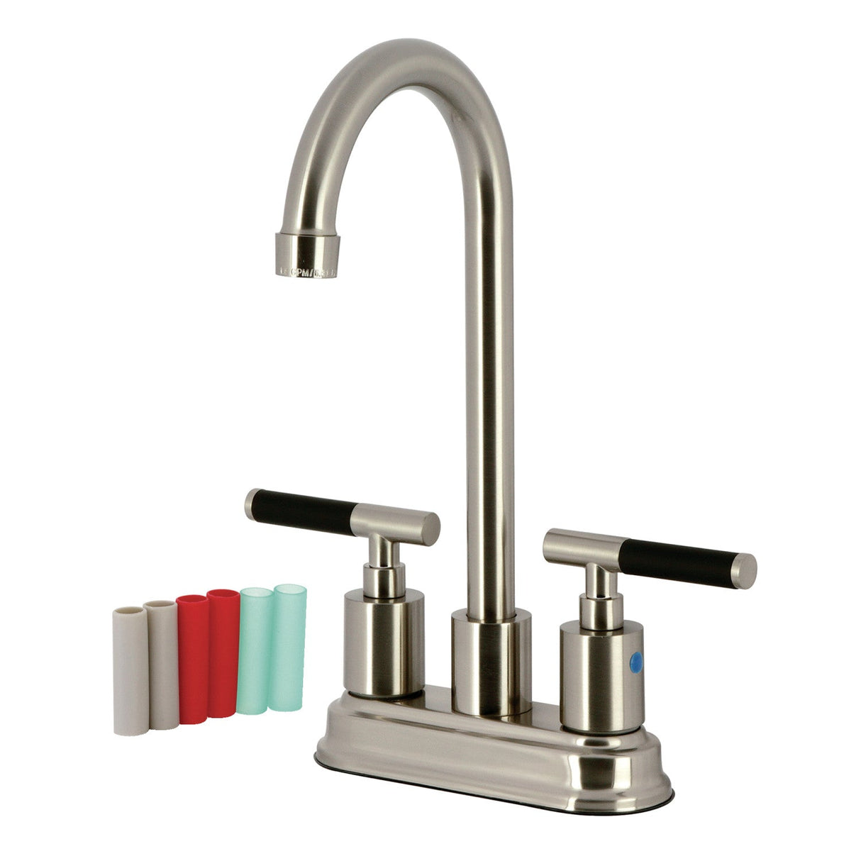 Kaiser FB8498CKL Two-Handle 2-Hole Deck Mount Bar Faucet, Brushed Nickel