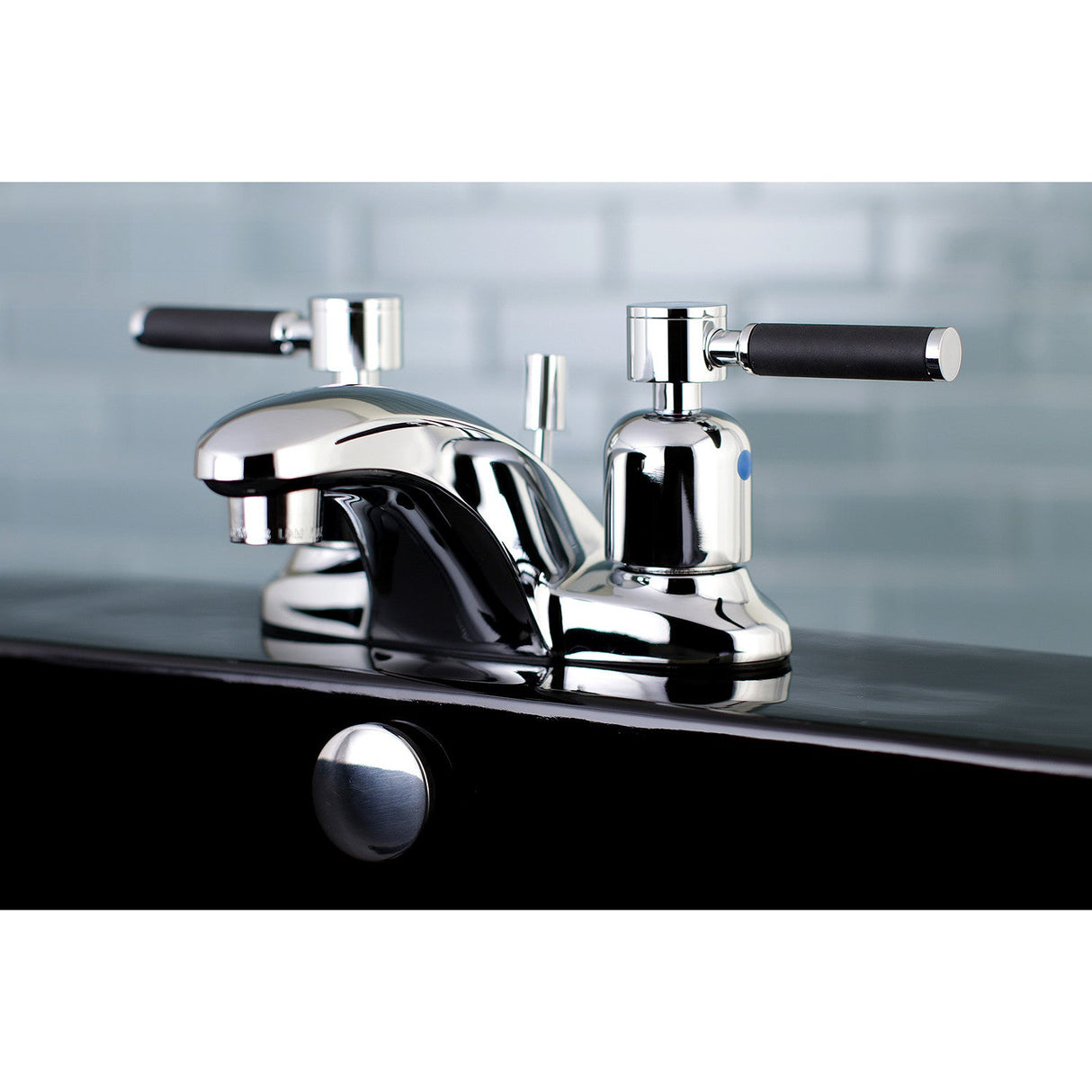 Kaiser FB8621DKL Two-Handle 3-Hole Deck Mount 4" Centerset Bathroom Faucet with Plastic Pop-Up, Polished Chrome