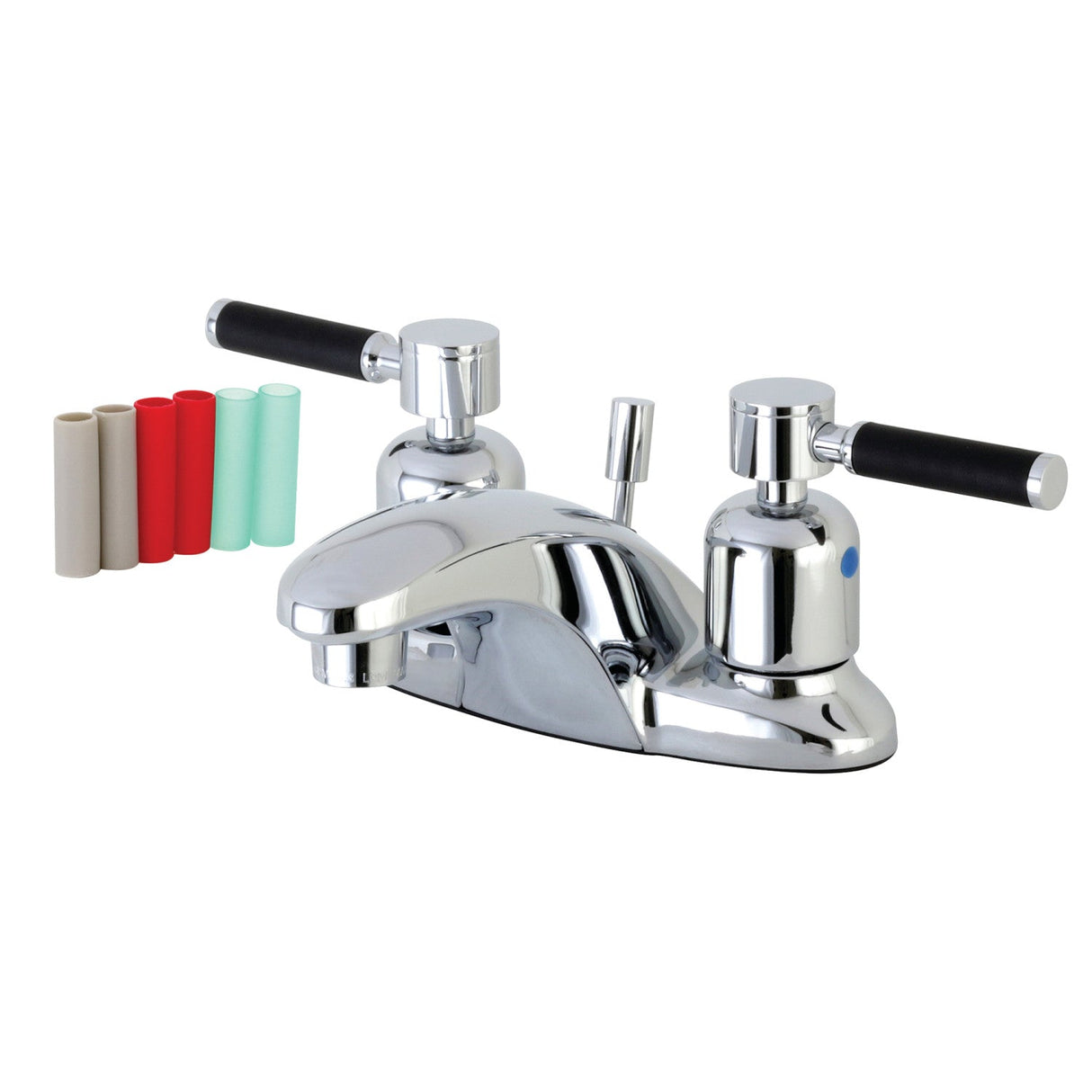 Kaiser FB8621DKL Two-Handle 3-Hole Deck Mount 4" Centerset Bathroom Faucet with Plastic Pop-Up, Polished Chrome