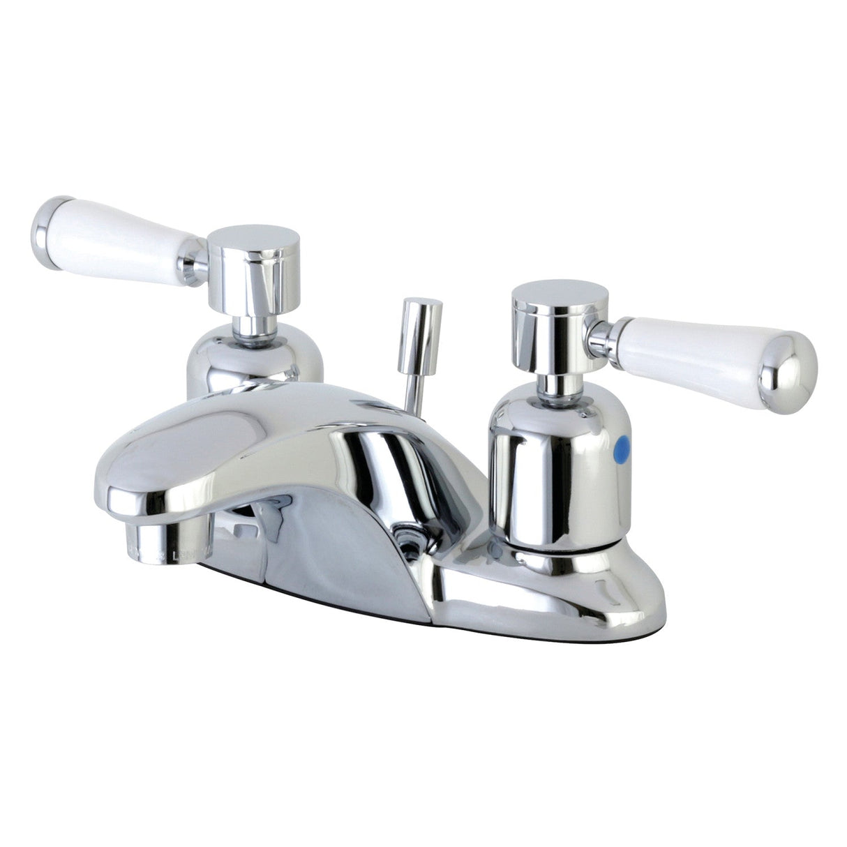 Paris FB8621DPL Two-Handle 3-Hole Deck Mount 4" Centerset Bathroom Faucet with Plastic Pop-Up, Polished Chrome