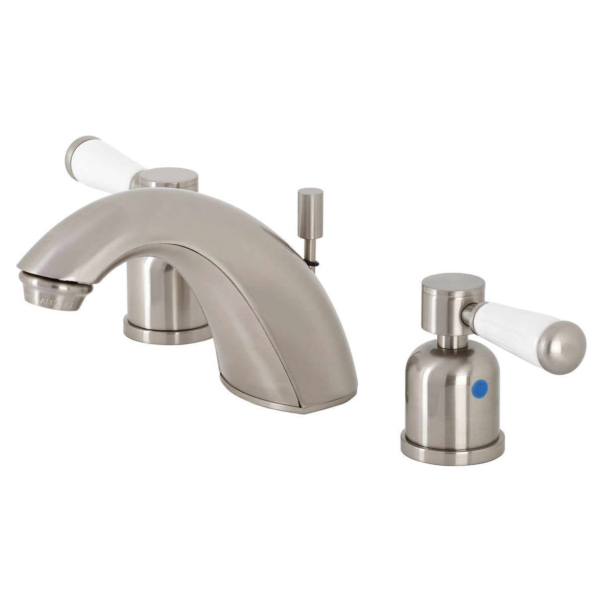 Paris FB8958DPL Two-Handle 3-Hole Deck Mount Widespread Bathroom Faucet with Plastic Pop-Up, Brushed Nickel