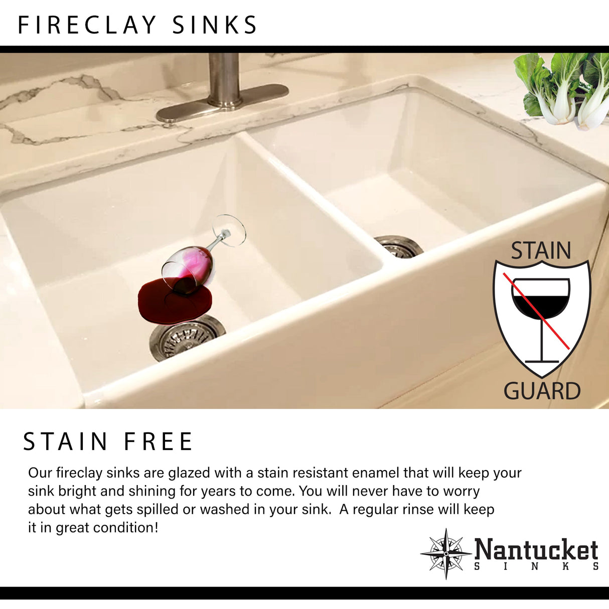 Nantucket Sinks 32-Inch Undermount Fireclay Kitchen Sink Wellfleet-3218W