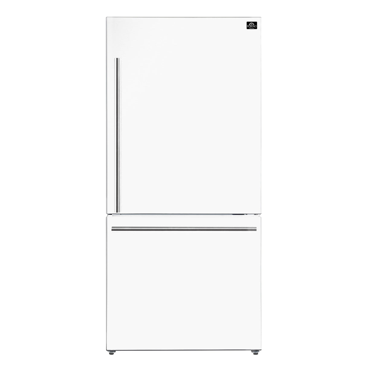 Forno Milano Espresso 31-Inch 17.2 cu. ft. Bottom Freezer Right Swing Door Refrigerator in White with Stainless Steel Handle (FFFFD1785-31WHT)