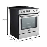Forno Espresso 2-Piece Appliance Package - 30-Inch Electric Range with 5.0 Cu.Ft. Electric Oven and Refrigerator in Stainless Steel with Brass Handle