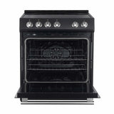 Forno Espresso 2-Piece Appliance Package - 30-Inch Electric Range with 5.0 Cu.Ft. Electric Oven and Refrigerator in Black with Stainless Steel Handle