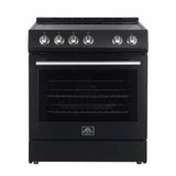 Forno Espresso 2-Piece Appliance Package - 30-Inch Electric Range with 5.0 Cu.Ft. Electric Oven and Refrigerator in Black with Stainless Steel Handle