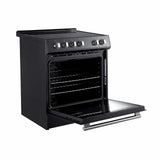 Forno Espresso 3-Piece Appliance Package - 30-Inch Electric Range with 5.0 Cu.Ft. Electric Oven, Built-In Refrigerator, and Under Cabinet Range Hood in Black with Stainless Steel Handle