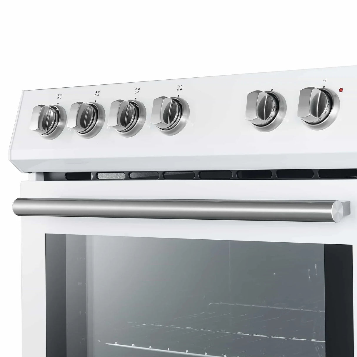 Forno Espresso 3-Piece Appliance Package - 30-Inch Electric Range with 5.0 Cu.Ft. Electric Oven, Built-In Refrigerator, and Under Cabinet Range Hood in White with Stainless Steel Handle