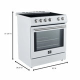Forno Espresso 3-Piece Appliance Package - 30-Inch Electric Range with 5.0 Cu.Ft. Electric Oven, Refrigerator, and Under Cabinet Range Hood in White with Brass Handle