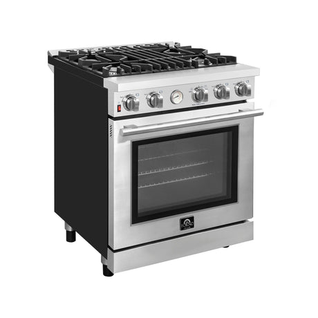 Forno Alta Qualita 30-Inch Gas Range with 4 Burners & Temperature Gauge in Stainless Steel (FFSGS6228-30S)