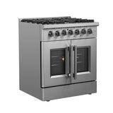 Forno 30-Inch Galiano Freestanding French Door Dual Fuel Range with 5 Burners and 68,000 BTUs in Stainless Steel (FFSGS6356-30)