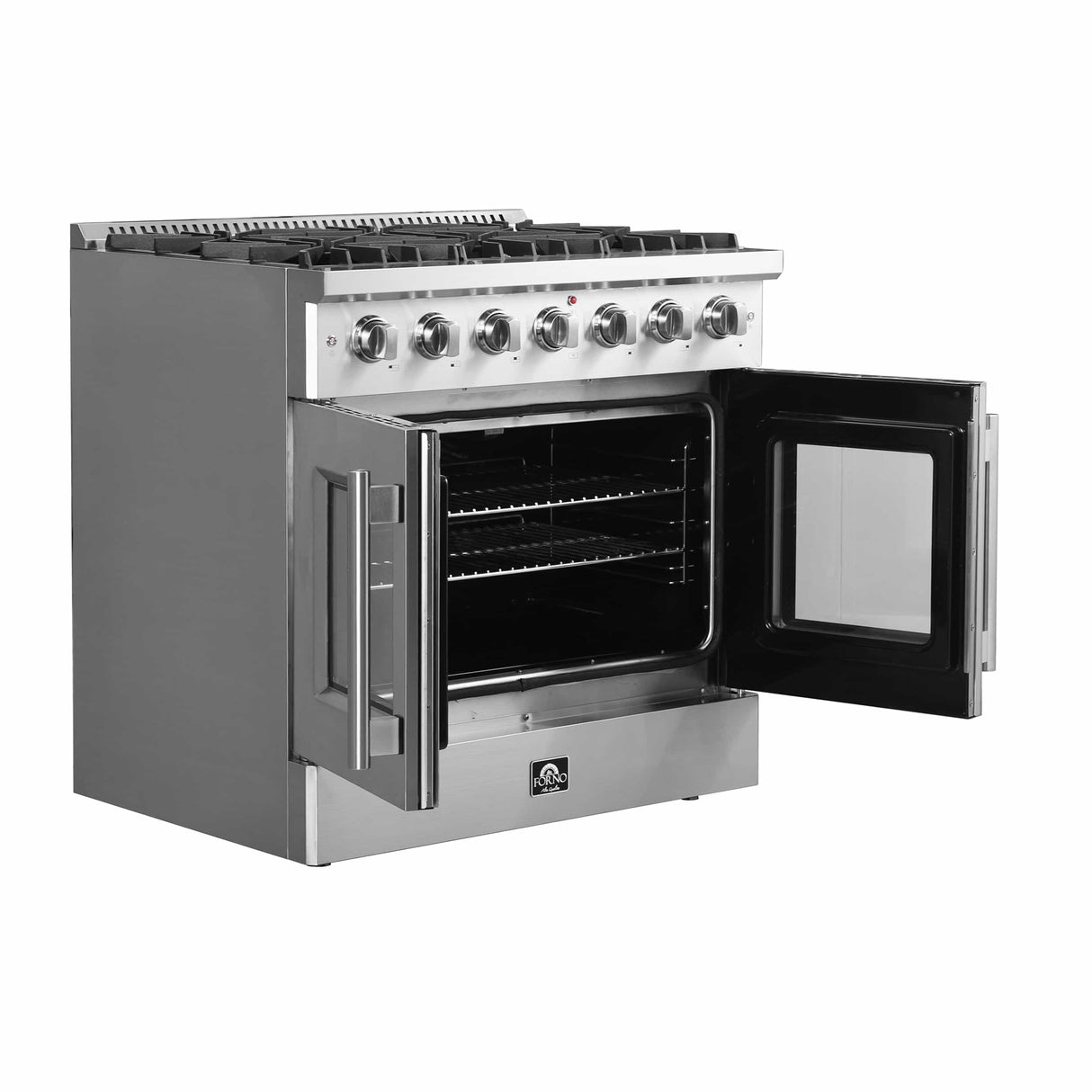 Forno 36-Inch Galiano Gas Range with 6 Gas Burners, 83,000 BTUs, & French Door Gas Oven in Stainless Steel (FFSGS6444-36)
