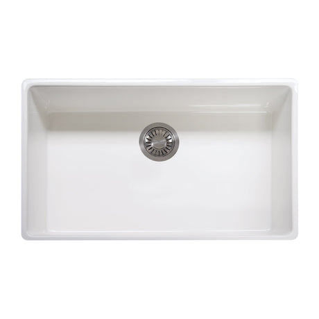 FRANKE FHK710-33WH Farm House 33-in. x 20-in. White Apron Front Single Bowl Fireclay Kitchen Sink - FHK710-33WH In White