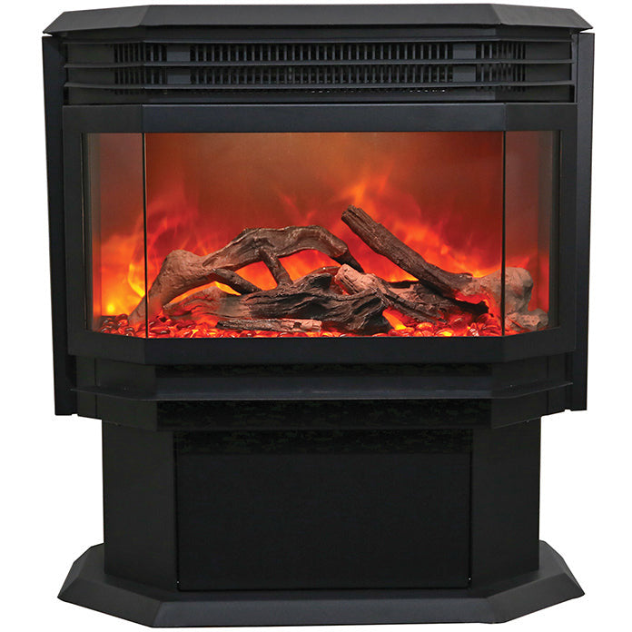 Amantii FS-26-922 26" WiFi Enabled Smart Electric Freestanding Fireplace, Featuring a Multi Function Remote, Multi Flame Speeds and a 10 Piece Birch Log Set