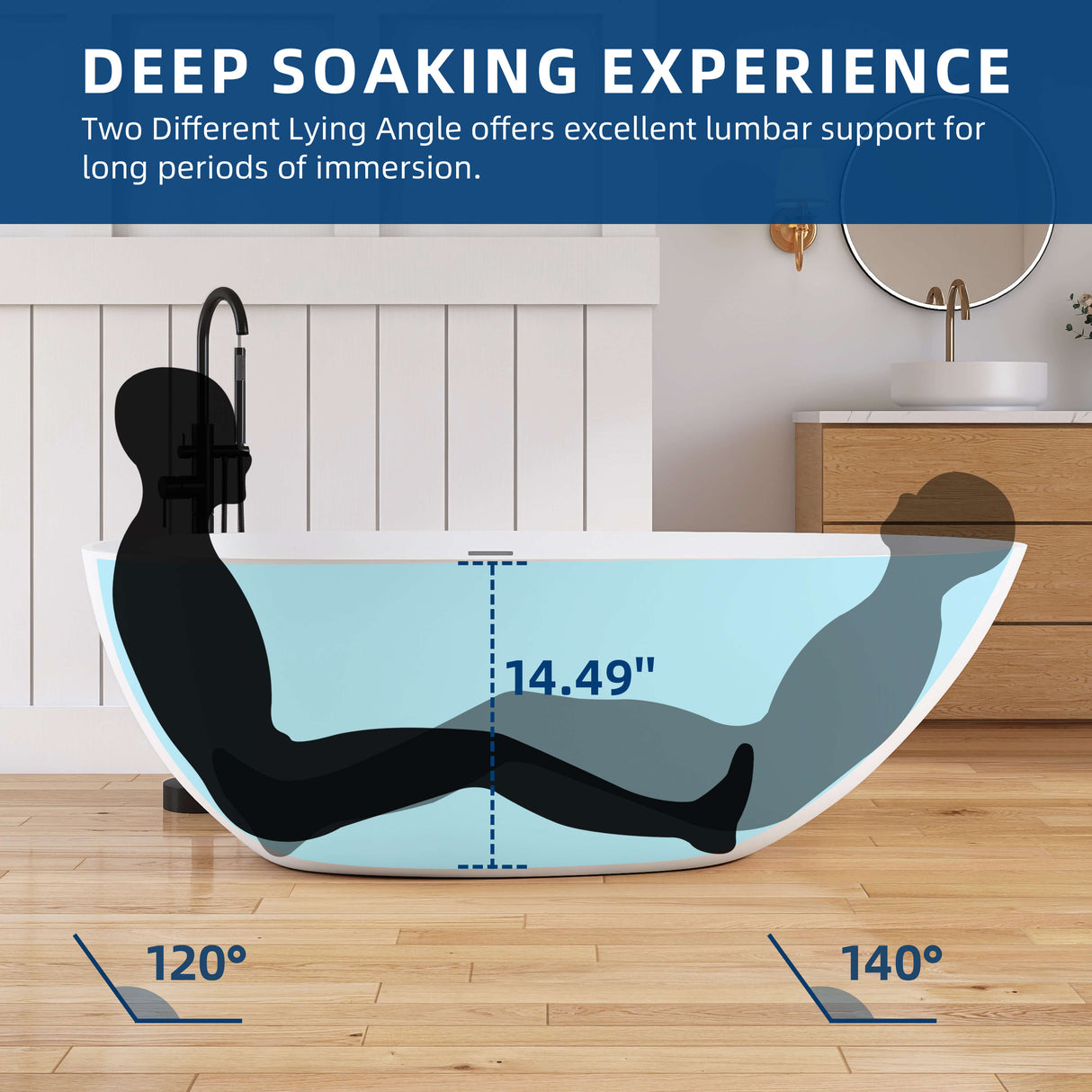 New England Home Goods Waikiki 67" Freestanding Tub in White - Stone Resin Solid Surface