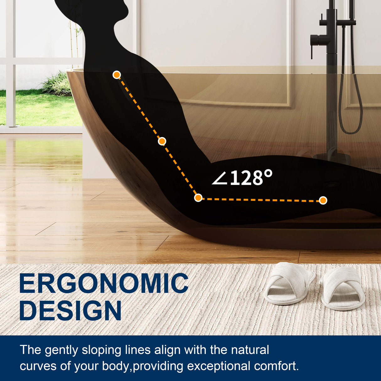 New England Home Goods Adams 71" Freestanding Tub in White - Stone Resin Solid Surface