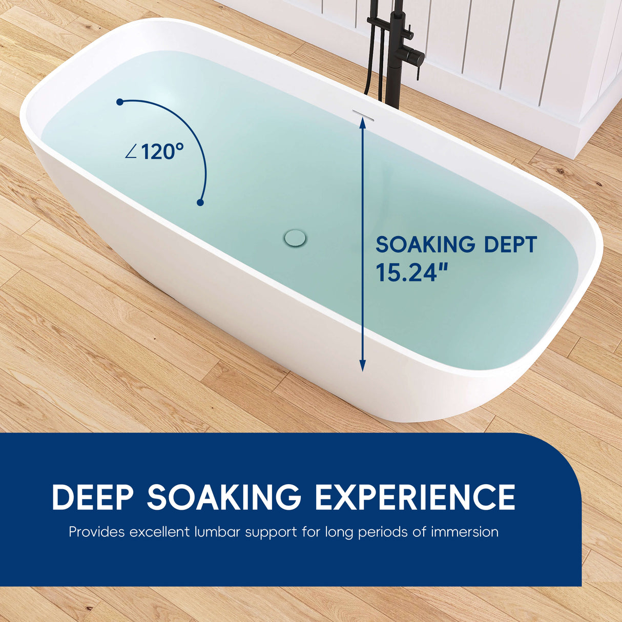 New England Home Goods Santorini 67" Freestanding Tub in White - Stone Resin Solid Surface