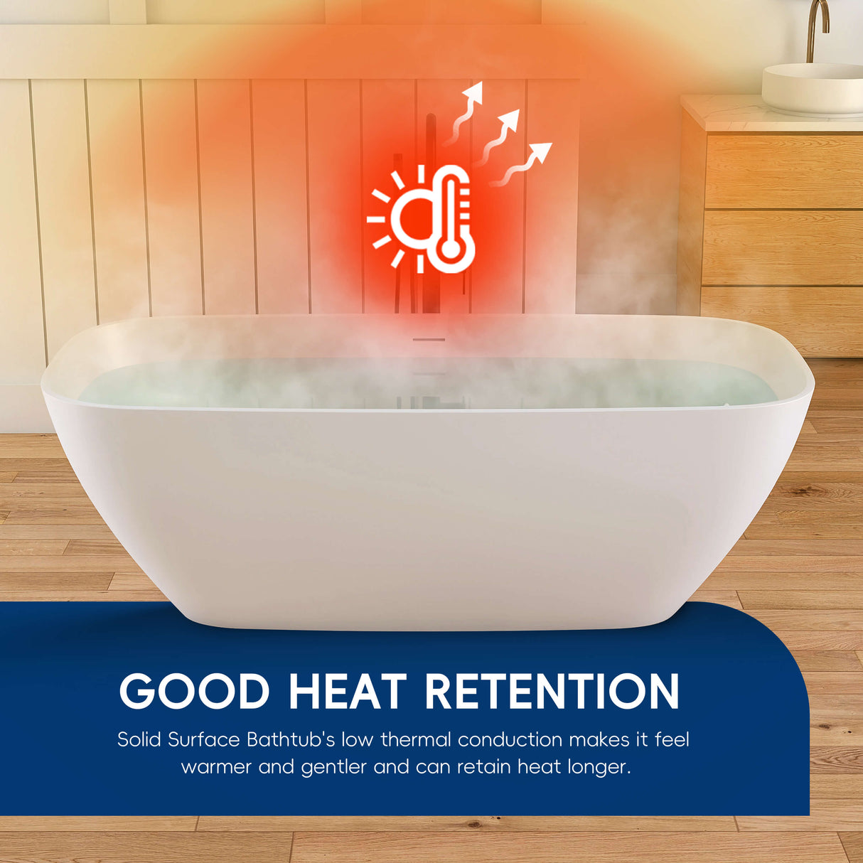 New England Home Goods Santorini 67" Freestanding Tub in White - Stone Resin Solid Surface