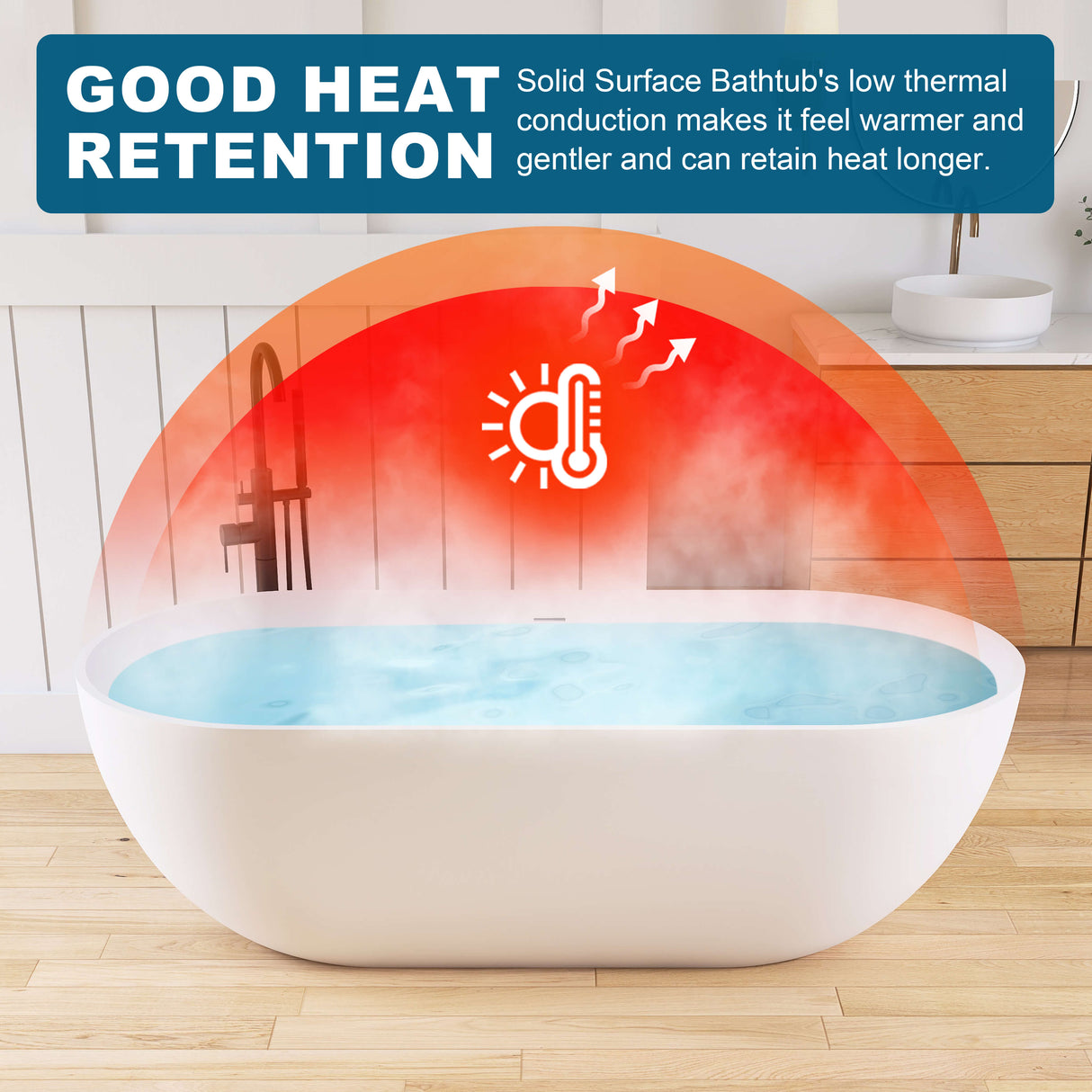 New England Home Goods Daytona 69" Freestanding Tub in Sepia - Stone Resin Solid Surface