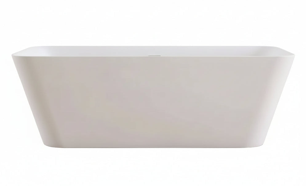 New England Home Goods 67" - "BROADWAY" White Rectangular Solid Surface Soaking Freestanding Bathtub