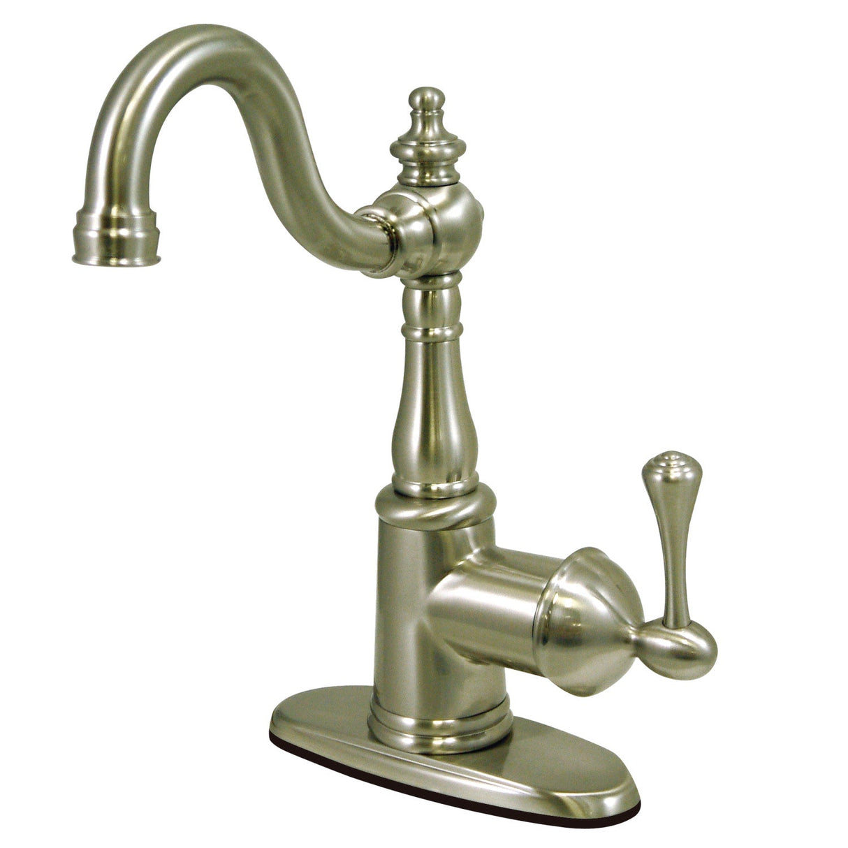 English Vintage FS7648BL Single-Handle 1-Hole Deck Mount Bathroom Faucet with Push Pop-Up, Brushed Nickel