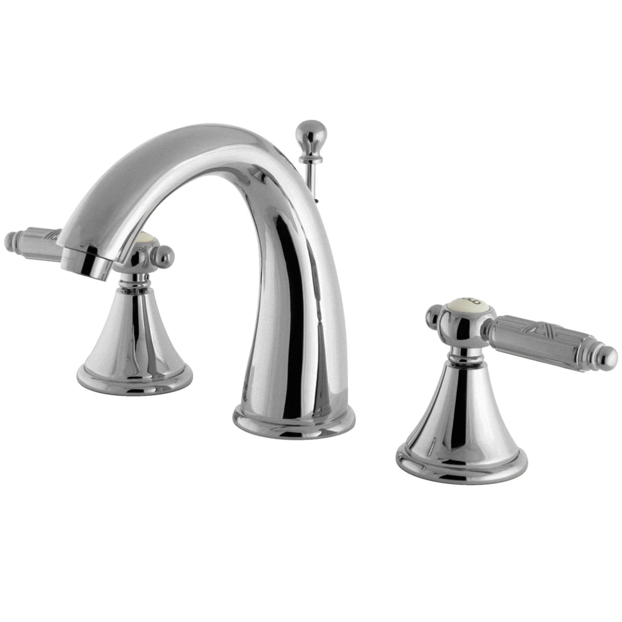 Georgian FS7981GL Two-Handle 3-Hole Deck Mount Widespread Bathroom Faucet with Brass Pop-Up, Polished Chrome